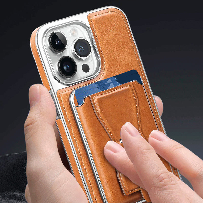 Coque iPhone en Cuir avec Porte-Cartes Magnétique