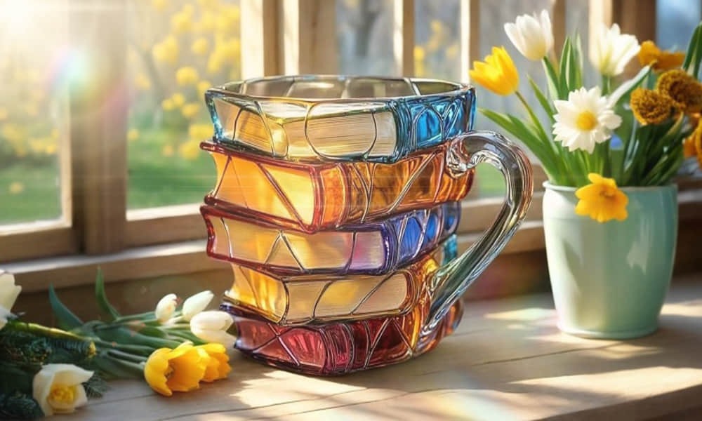 Mug pour amoureux des livres, peinte à la main