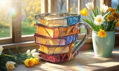 Mug pour amoureux des livres, peinte à la main