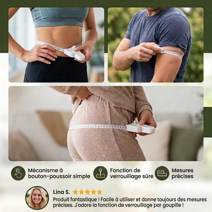 Mètre ruban corporel 3D rétractable automatique – Pour une mesure précise de la taille, des hanches, de la poitrine et des bras