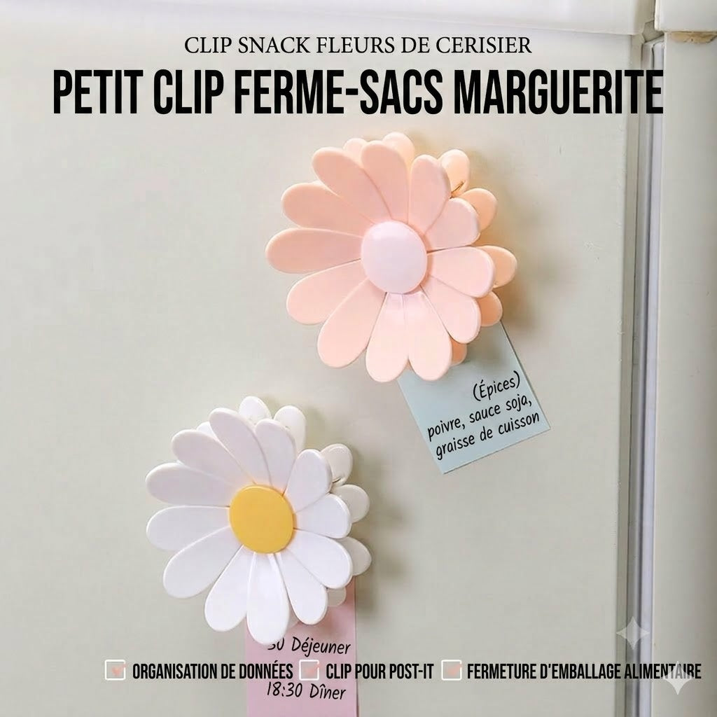 🌼 Clips de fermeture en forme de fleur – Pour la conservation des snacks et des aliments (4 pièces)