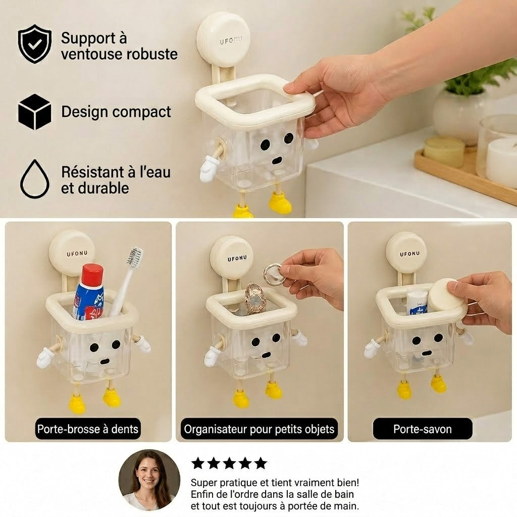 Porte-brosse à dents mural mignon avec ventouse – Parfait pour la salle de bain