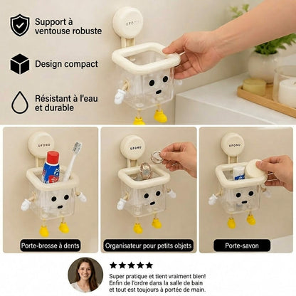 Porte-brosse à dents mural mignon avec ventouse – Parfait pour la salle de bain
