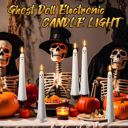 🎃👻 Bougies LED fantômes télécommandées avec mèche à flamme vacillante 3D 🕯️💡 1 lot (2 pièces)