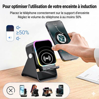 Haut-parleur à induction sans fil et support de téléphone