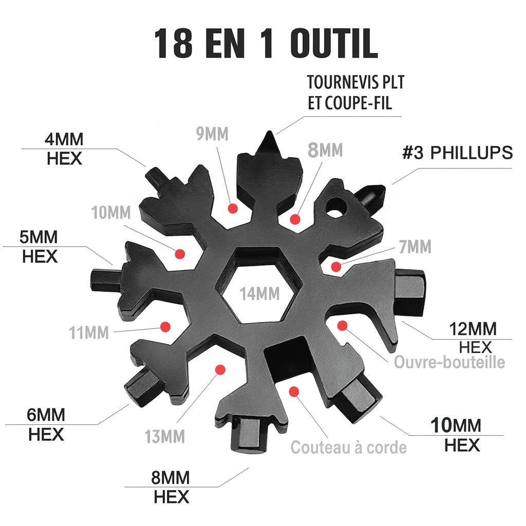 Outil Multifonction Flocon de Neige (18-en-1)