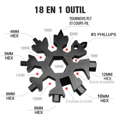 Outil Multifonction Flocon de Neige (18-en-1)