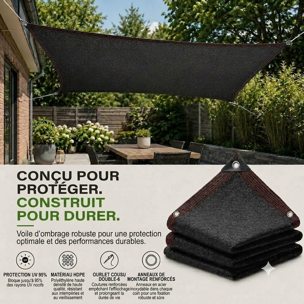 SunChill™ | Voile d'ombrage haut de gamme en PEHD pour une ombre fraîche et protection UV
