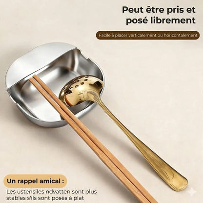 Repose-cuillère de luxe en acier inoxydable pour comptoir de cuisine – Porte-louche de haute qualité