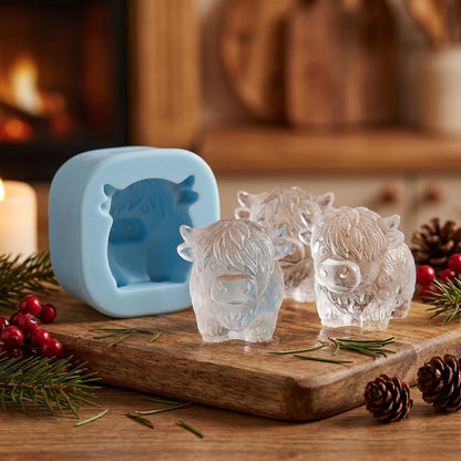 🐮 Moule à glaçons Mini Vache Highland – En silicone 3D pour glaçons