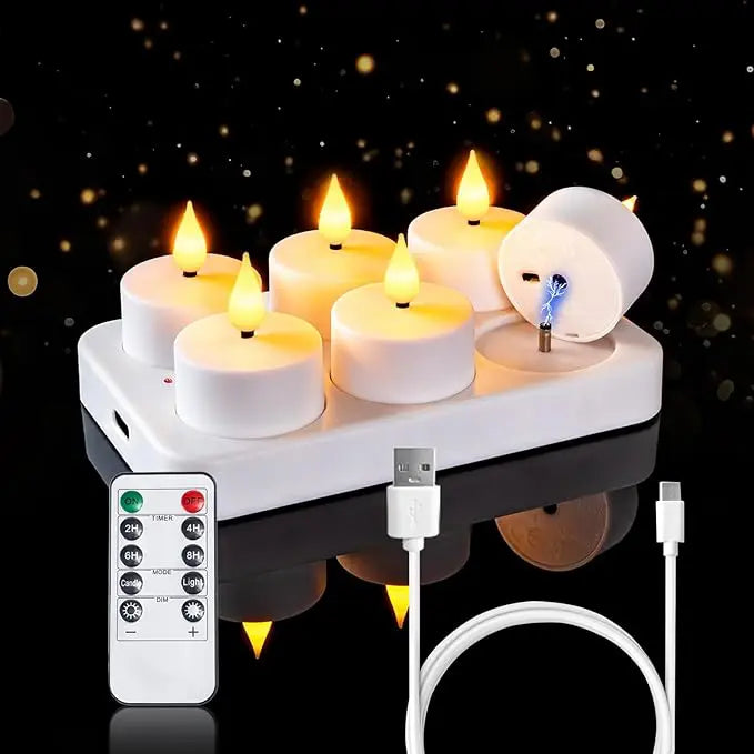 Bougies Chauffe-plat LED Rechargeables (Sans flamme) – Créez une ambiance chaleureuse sans risque d'incendie