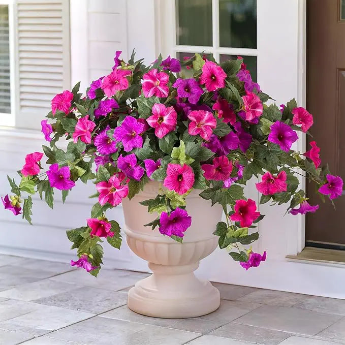 Bouquet de pétunias artificiels réalistes – Pour l'intérieur et l'extérieur