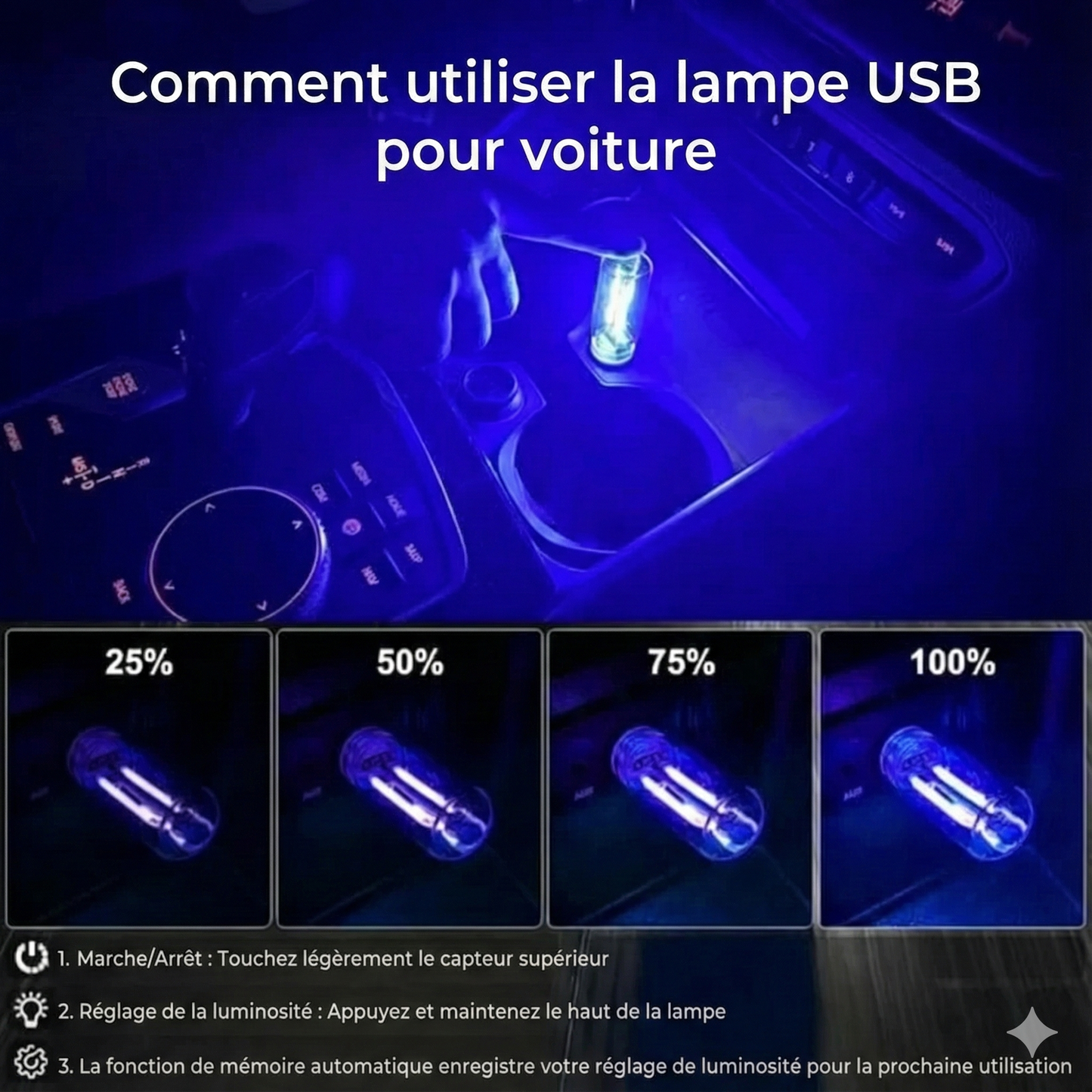 Lampe LED USB pour voiture