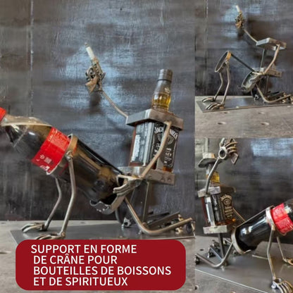 Support en forme de crâne pour bouteilles de boissons et spiritueux