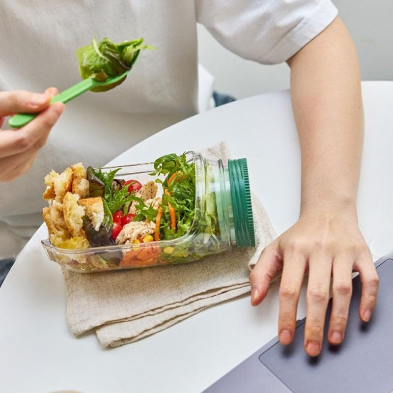 Boîte à salade nomade - Lunchbox étanche avec compartiments et pot à sauce (Passe au lave-vaisselle)