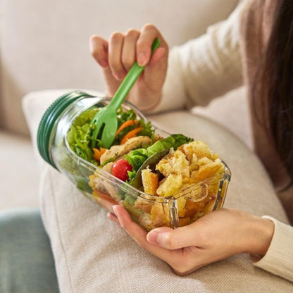 Boîte à salade nomade - Lunchbox étanche avec compartiments et pot à sauce (Passe au lave-vaisselle)