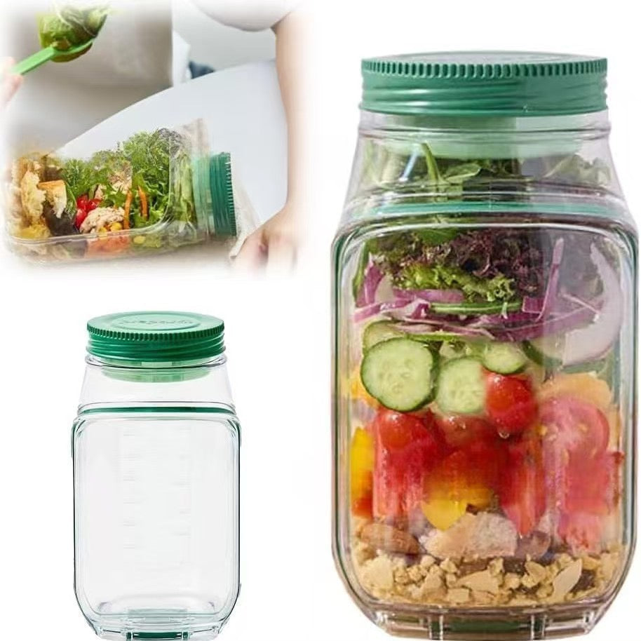 Boîte à salade nomade - Lunchbox étanche avec compartiments et pot à sauce (Passe au lave-vaisselle)