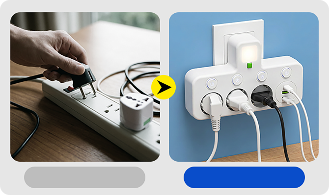 Adaptateur de Prise Murale Multi-ports (UE)