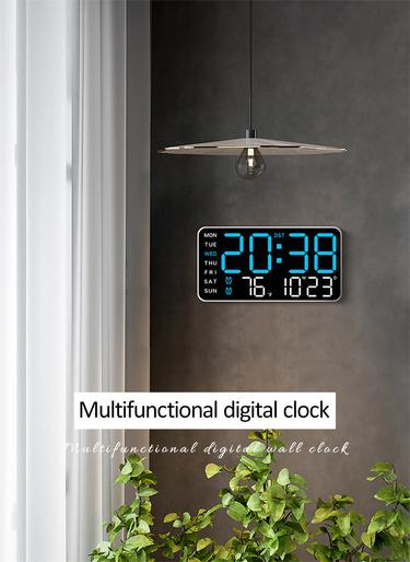 Grande horloge murale numérique avec affichage LED – Horloge électronique moderne avec date et température