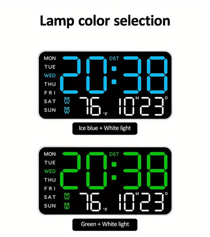 Grande horloge murale numérique avec affichage LED – Horloge électronique moderne avec date et température