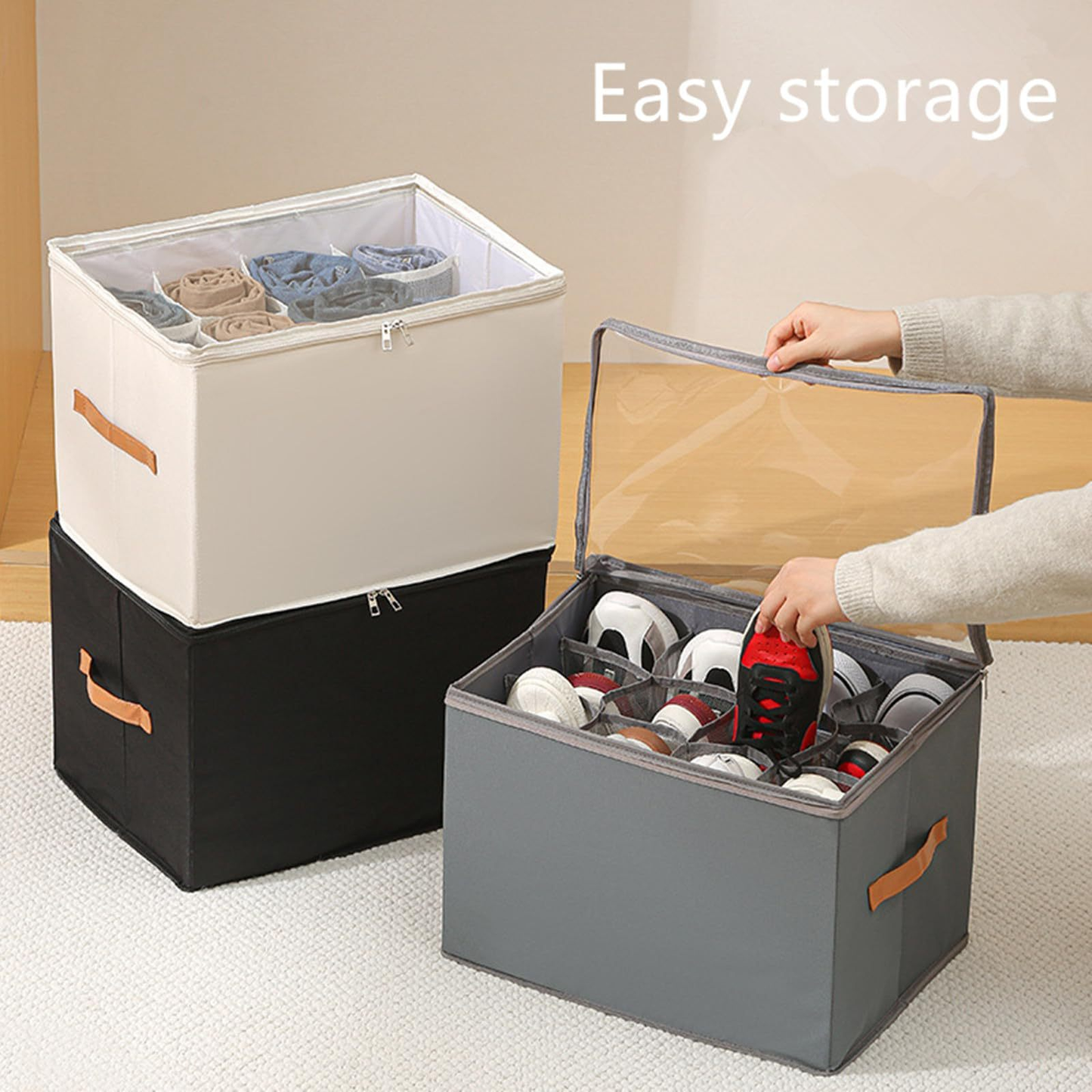 Boîte de rangement pour chaussures en tissu pliable