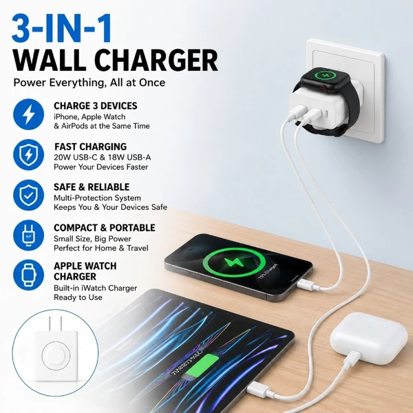 Chargeur mural 3-en-1