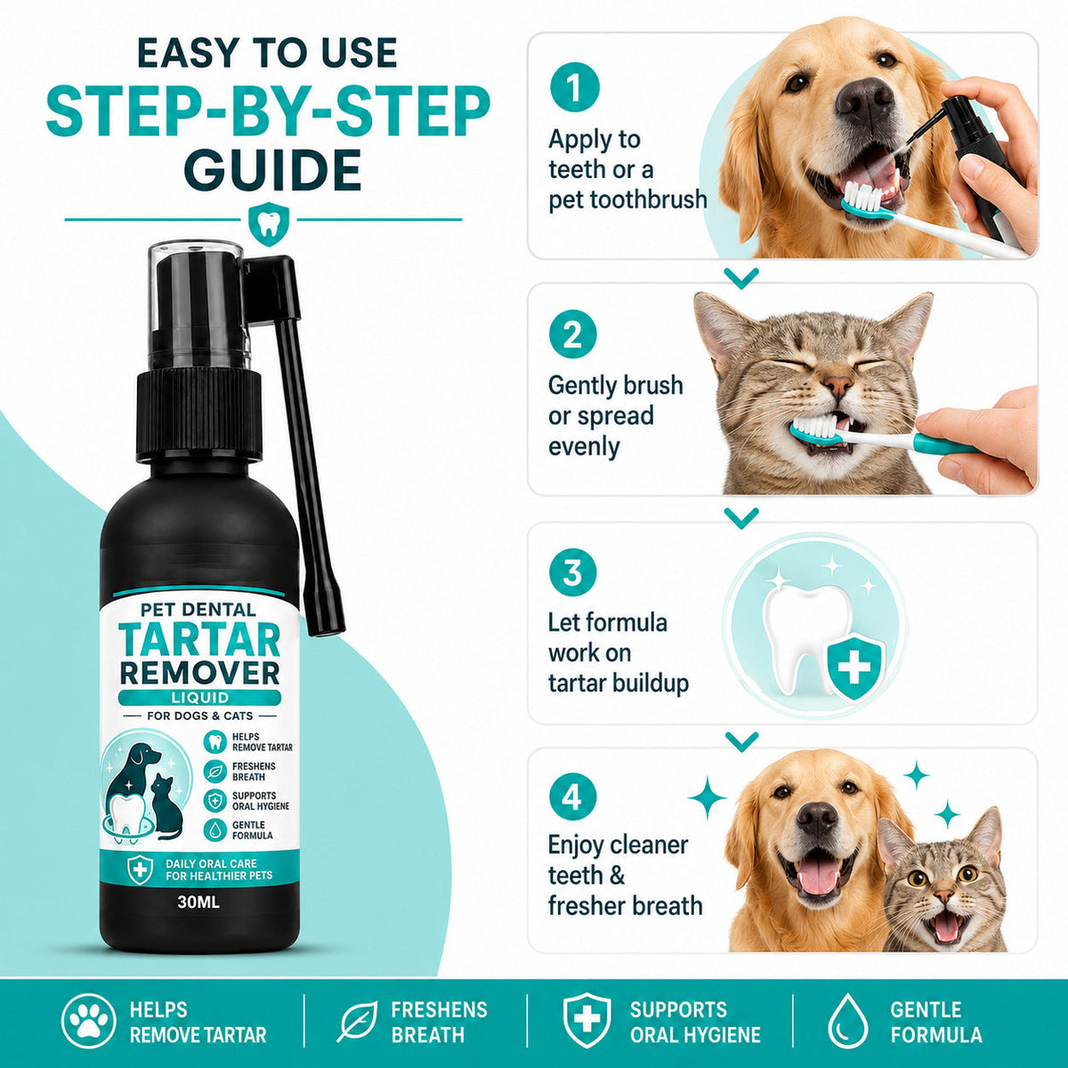 Spray doux de soins dentaires pour animaux de compagnie