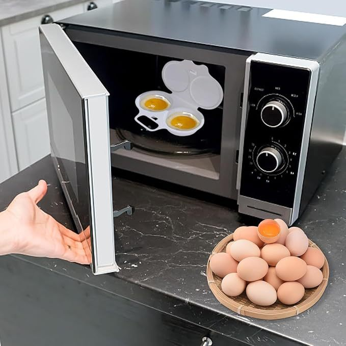 Cuiseur à œufs pour micro-ondes avec couvercle anti-éclaboussures