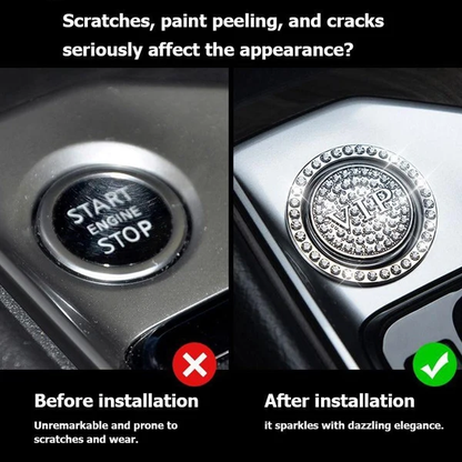 Anneau décoratif scintillant pour bouton de démarrage de voiture
