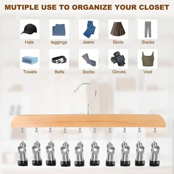 Cintre avec 10 pinces – Cintre d'étendage gain de place pour chaussettes et sous-vêtements