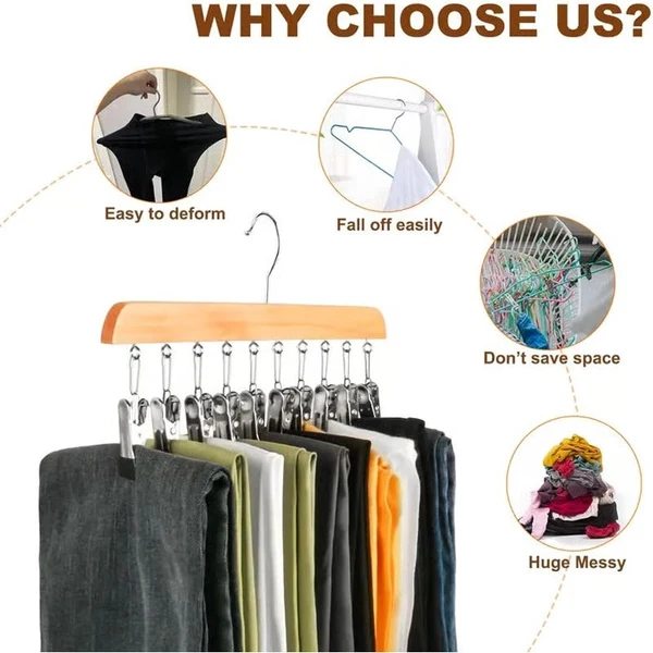 Cintre avec 10 pinces – Cintre d'étendage gain de place pour chaussettes et sous-vêtements