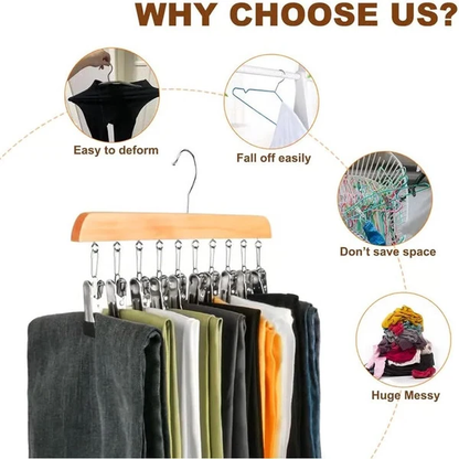 Cintre avec 10 pinces – Cintre d'étendage gain de place pour chaussettes et sous-vêtements