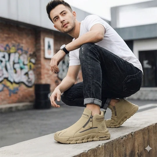 Chaussures de randonnée pour hommes avec fermeture éclair latérale – Chaussures durables pour l'outdoor et le trekking