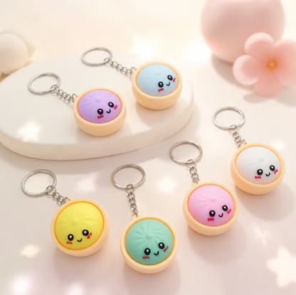 Porte-clés baozi lumineux mignon et amusant avec cuiseur vapeur