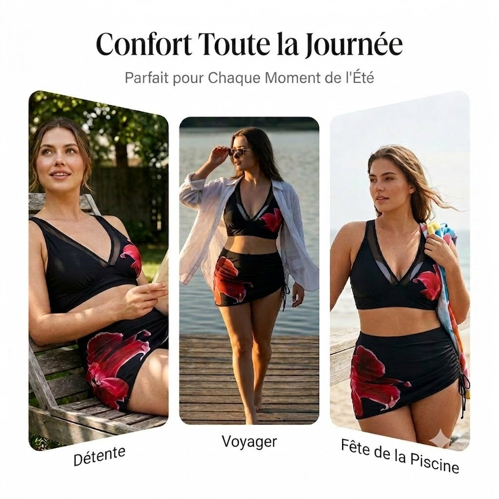 👙🌊 Bikini cache-cœur au design en forme de poisson – Avec cordon de serrage, véritable style estival