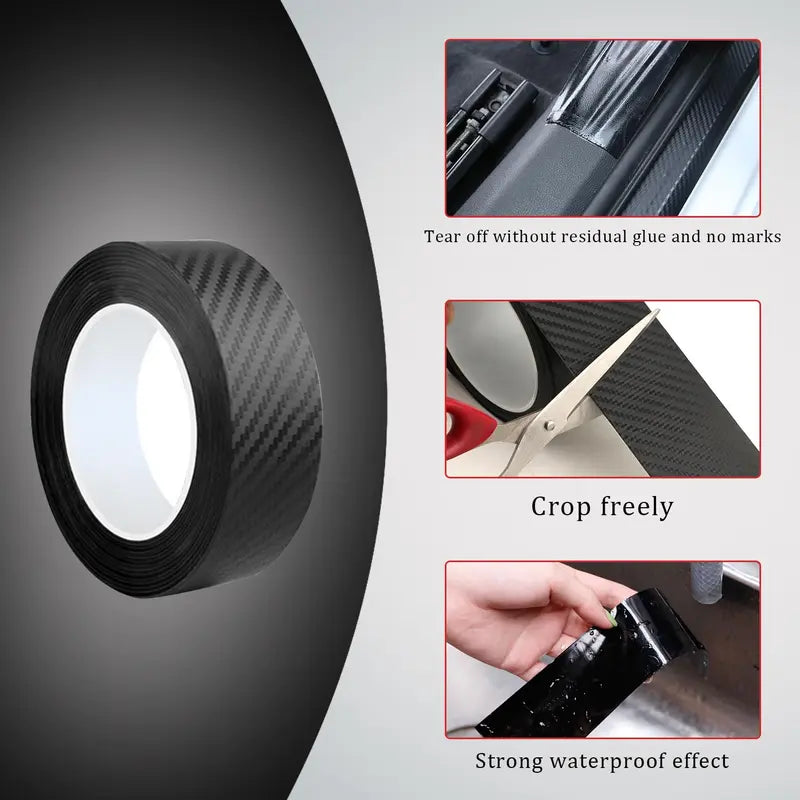 Film de protection pour portières de voiture – Film vinyle adhésif effet fibre de carbone 3D anti-rayures et antichoc