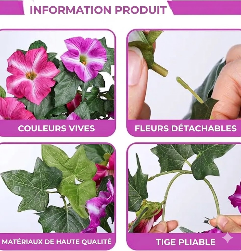 Bouquet de pétunias artificiels réalistes – Pour l'intérieur et l'extérieur