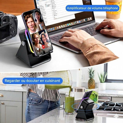 Haut-parleur à induction sans fil et support de téléphone