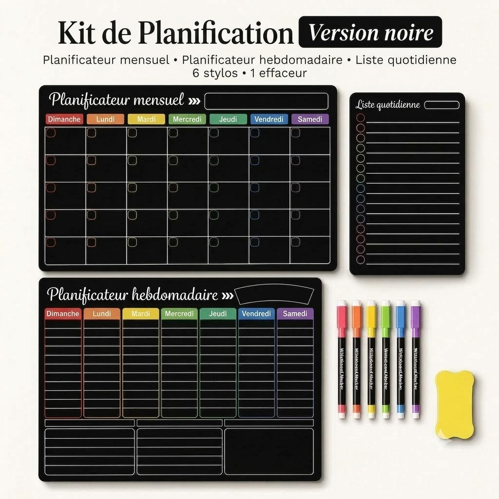 Planning familial magnétique – Agenda mensuel, hebdomadaire et quotidien