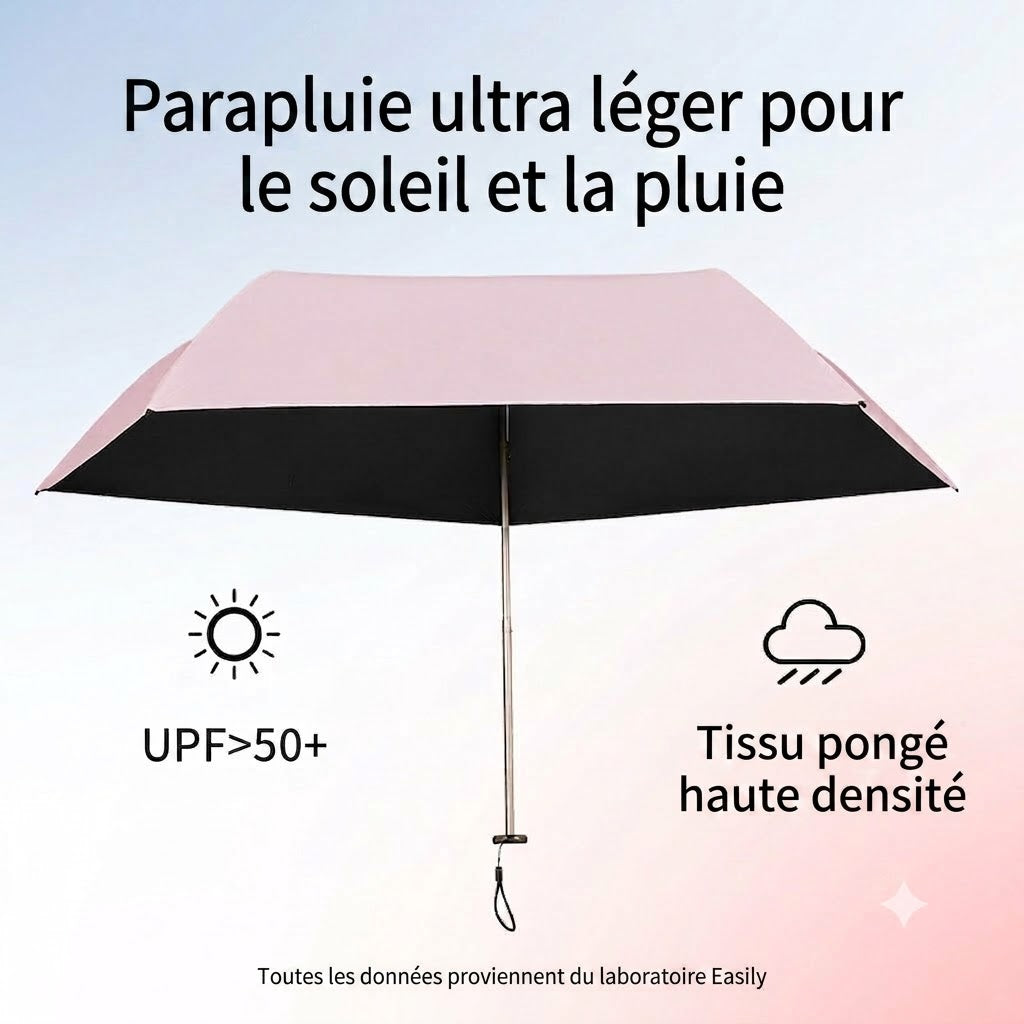 Parapluie ultra-léger en carbone – Protection UV (revêtement noir) pour le soleil et la pluie ☂️