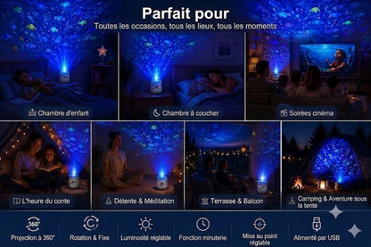 Projecteur d'océan OceanDream avec éclairage LED rotatif – Créez une nuit de rêve
