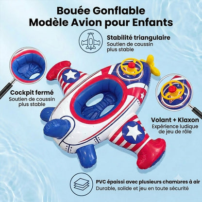 Bouée gonflable en forme d'avion pour enfants