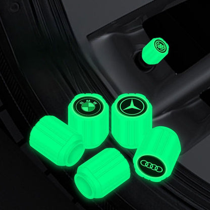 Bouchons de valve lumineux avec logo de voiture - Universel - Lot de 4