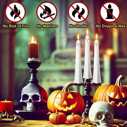 🎃👻 Bougies LED fantômes télécommandées avec mèche à flamme vacillante 3D 🕯️💡 1 lot (2 pièces)