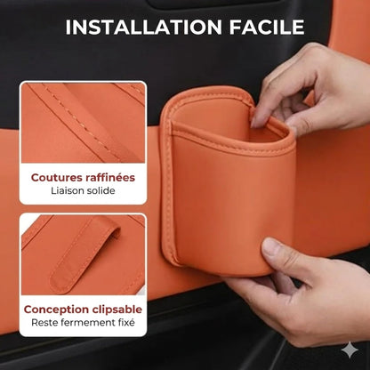 Porte-gobelet de voiture en cuir 2-en-1