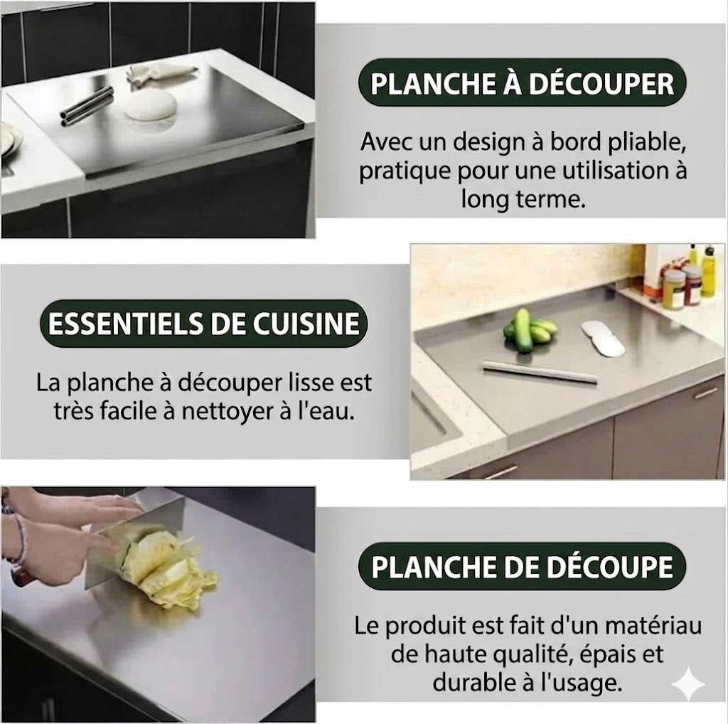 Planche à découper en inox pour plan de travail