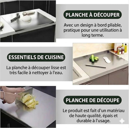 Planche à découper en inox pour plan de travail