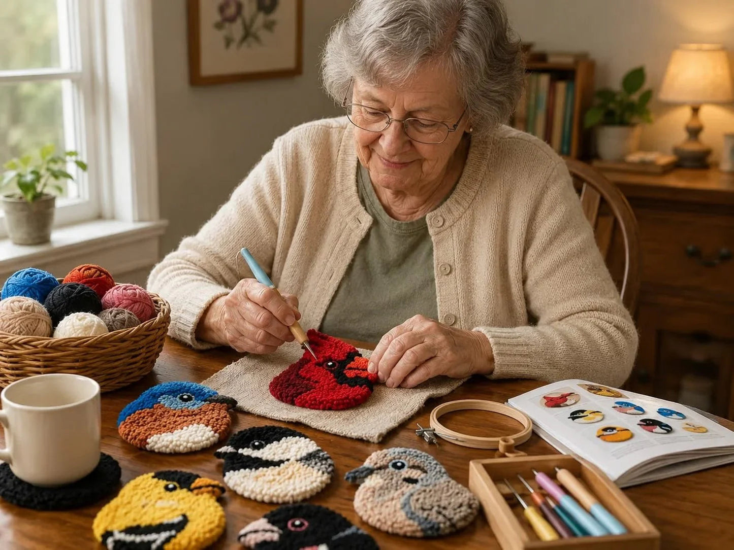 Kit de tricot de sous-verres oiseaux DIY
