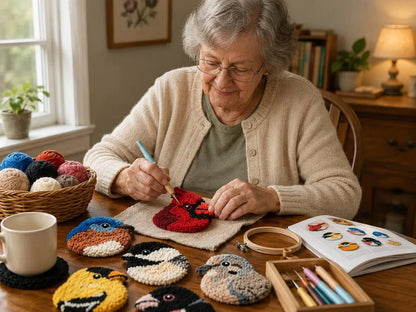 Kit de tricot de sous-verres oiseaux DIY