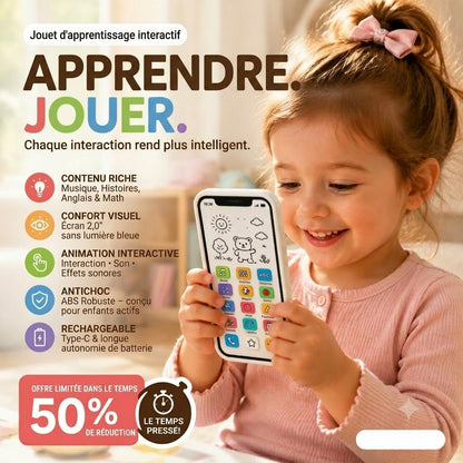 🔥📢 50% DE RÉDUCTION📱 Smartphone d'apprentissage pour enfants | Apprendre en s'amusant, design protecteur pour les yeux – Le choix idéal pour l'éveil ✨👶